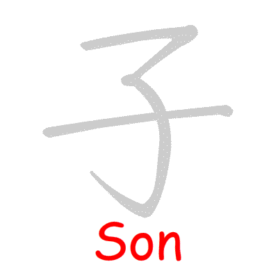Chinese symbol Son handwriting strokes GIF animation
