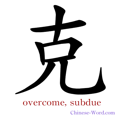 Chinese symbol calligraphy strokes animation for overcome, subdue
