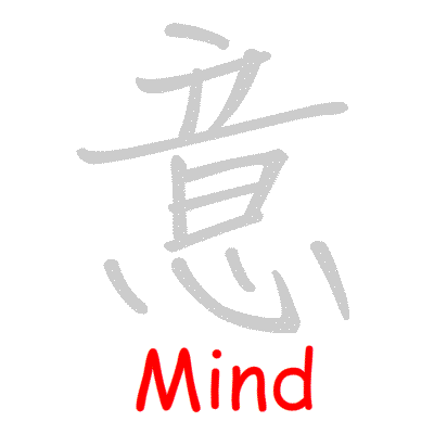 Chinese symbol Mind, Will handwriting strokes GIF animation