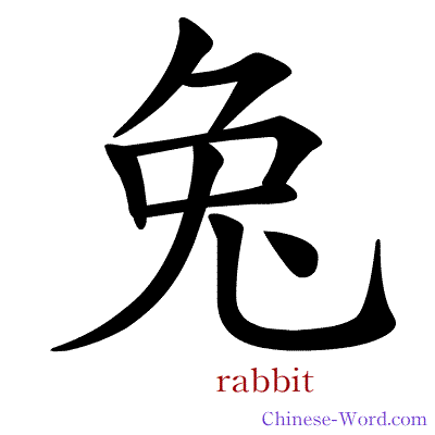 Chinese symbol calligraphy strokes animation for rabbit