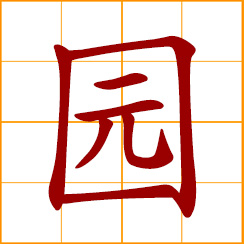 simplified Chinese symbol: garden, orchard, vineyard, park