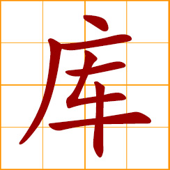 simplified Chinese symbol: storehouse, storeroom, warehouse