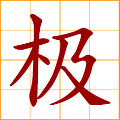 simplified Chinese symbol: extreme, utmost; highest, topmost; poles of the earth