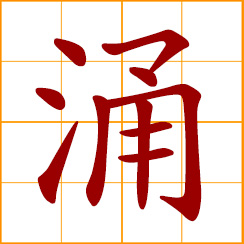 simplified Chinese symbol: gush, surge, emerge, come out