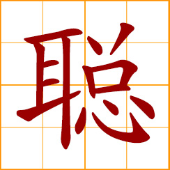 simplified Chinese symbol: clever, bright, astute; quick of apprehension; good faculty of hearing