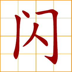 simplified Chinese symbol: to flash; to sparkle; a sudden flash of light; to duck out; to dodge, avoid