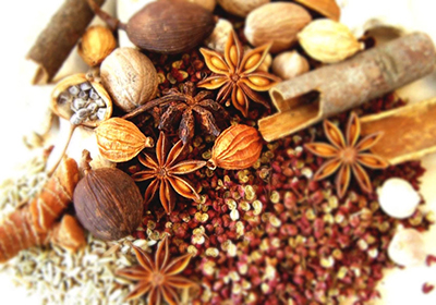 five cooking spice, star anise 八角, Sichuan pepper 花椒, cinnamon 肉桂, cloves 丁香, fennel seeds 茴香